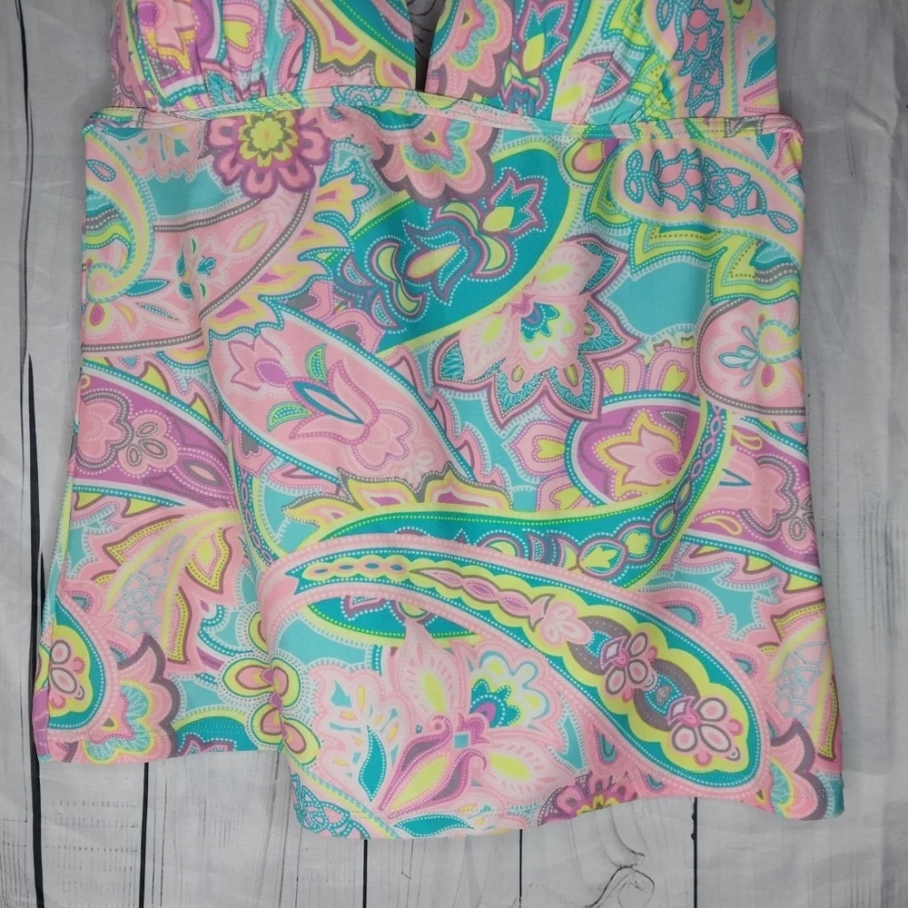 Red Camel Colorful Paisley Tankini Size L - Picture 3 of 10